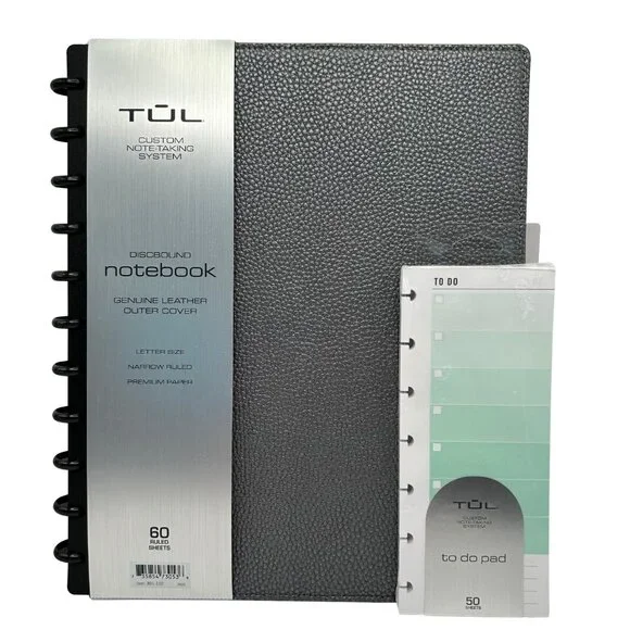 TUL Quilted Leather Notebook in Gray - Picture 2 of 6
